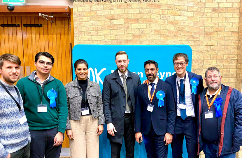 MK Conservatives team at the Loughton and Shenley by-election count